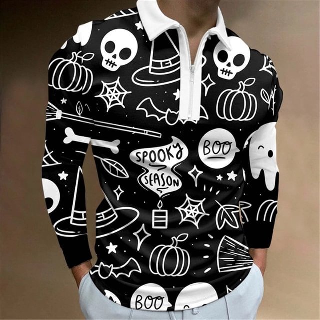 Men's Christmas Polo Shirt Long Sleeve Party