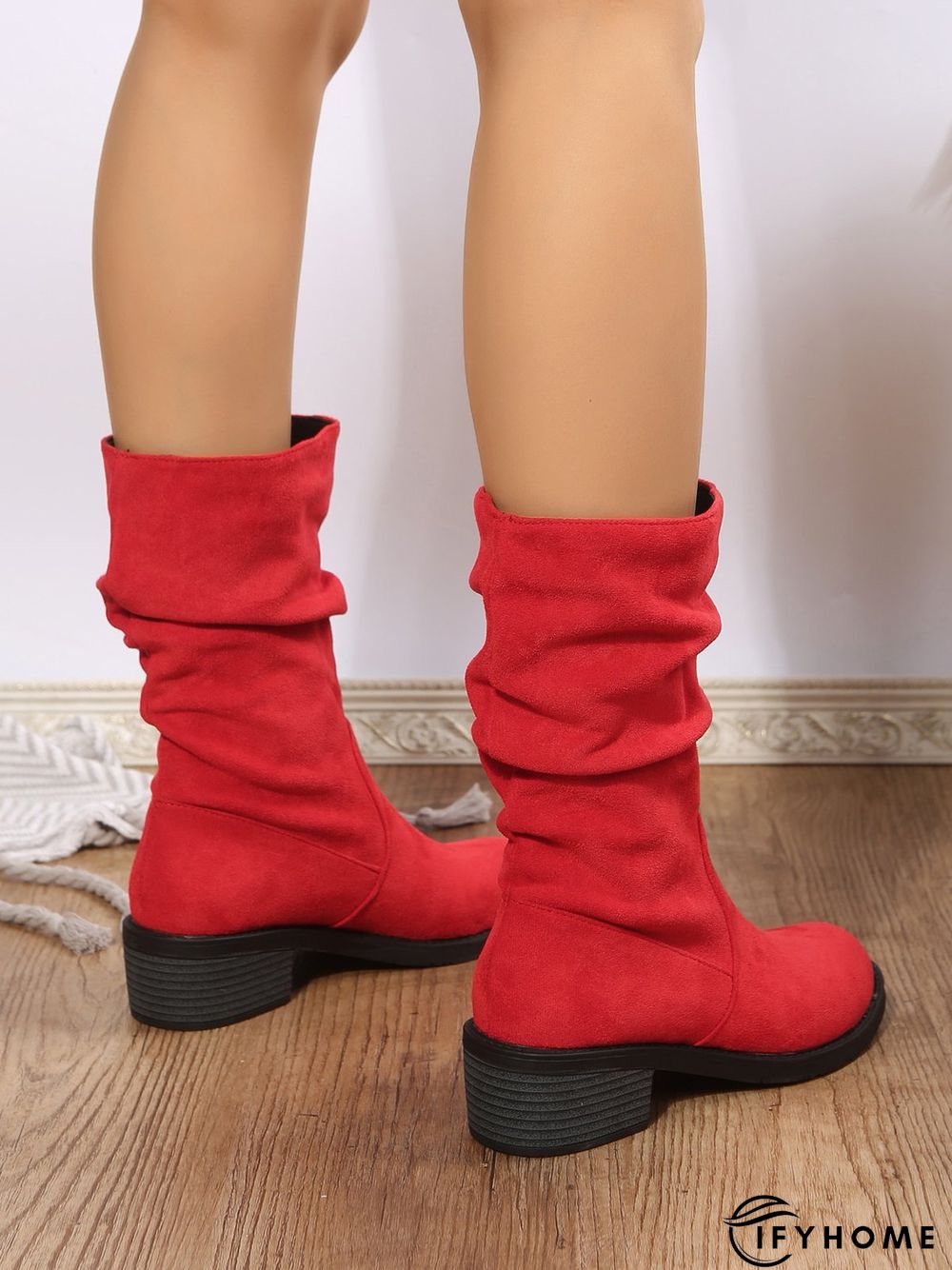 Faux Suede Slip On Slouchy Boots | IFYHOME