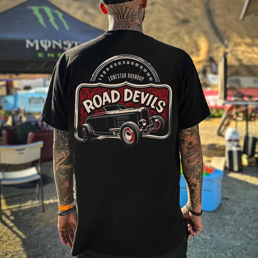 ROAD DEVILS Classic Car Print Men's T-shirt