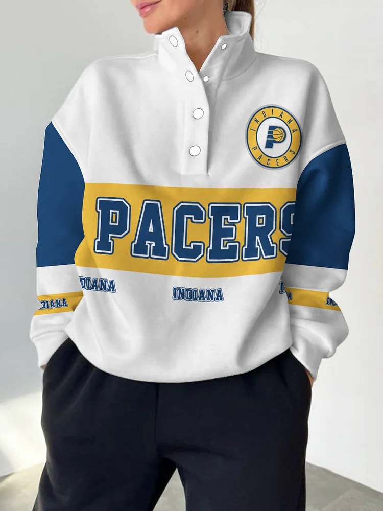 Indiana Pacers 2025 New Design Casual Snap Mockneck Pullover