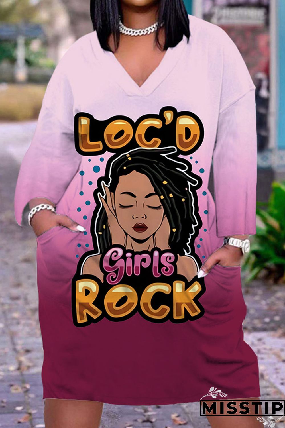 Green Yellow Casual Print Patchwork V Neck Straight Dresses