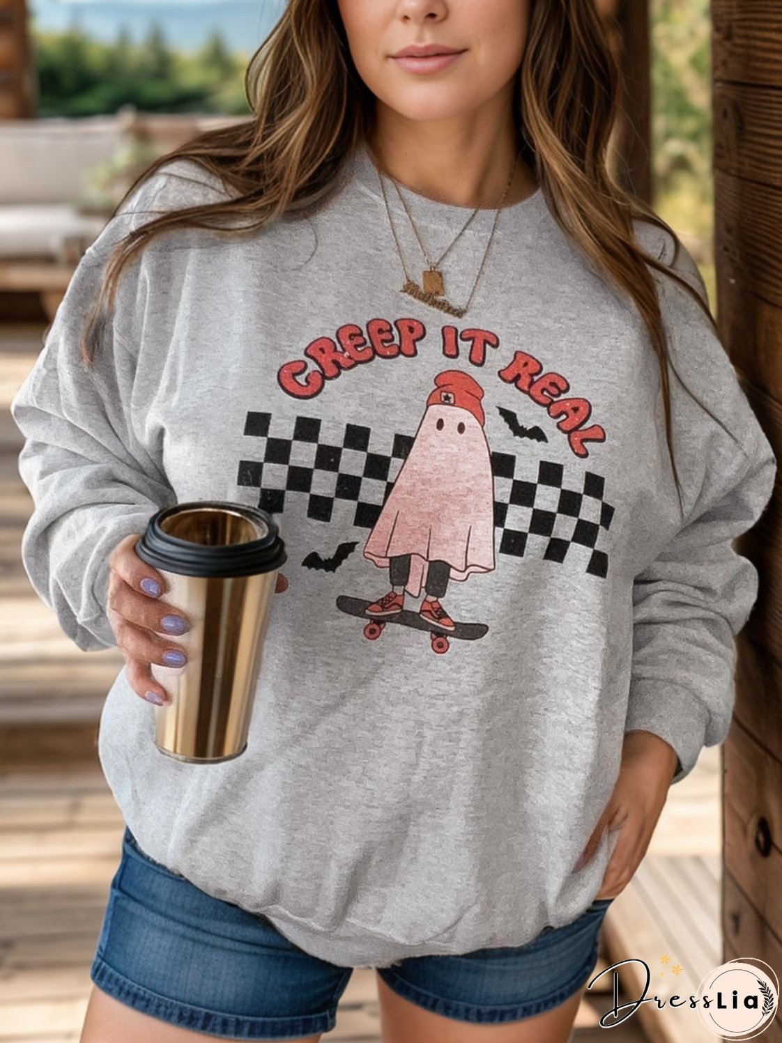 Plus Size Graphic Round Neck Long Sleeve Sweatshirt