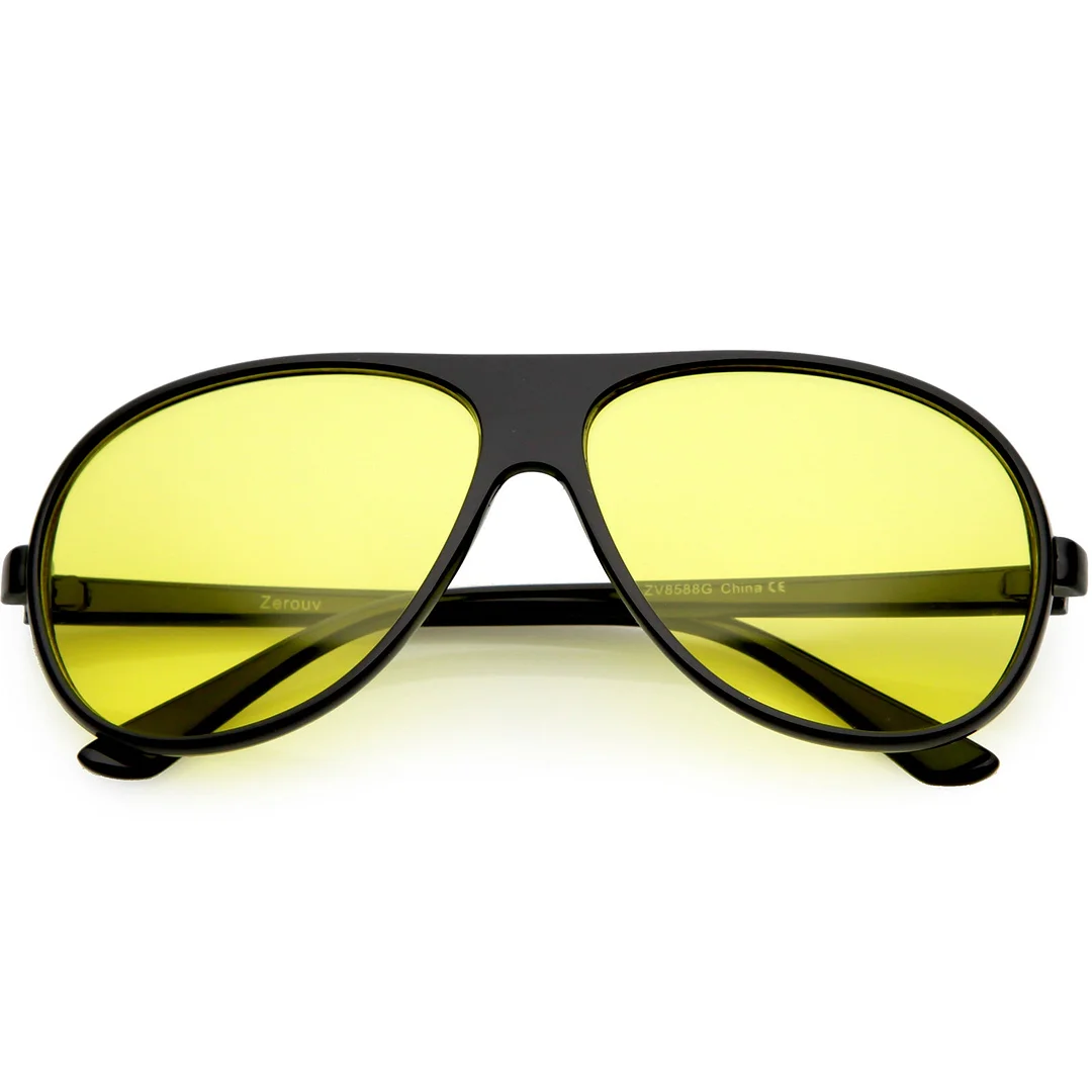 Retro Oversize Flat Top Aviator glasses Blue Blocker Lens 64mm