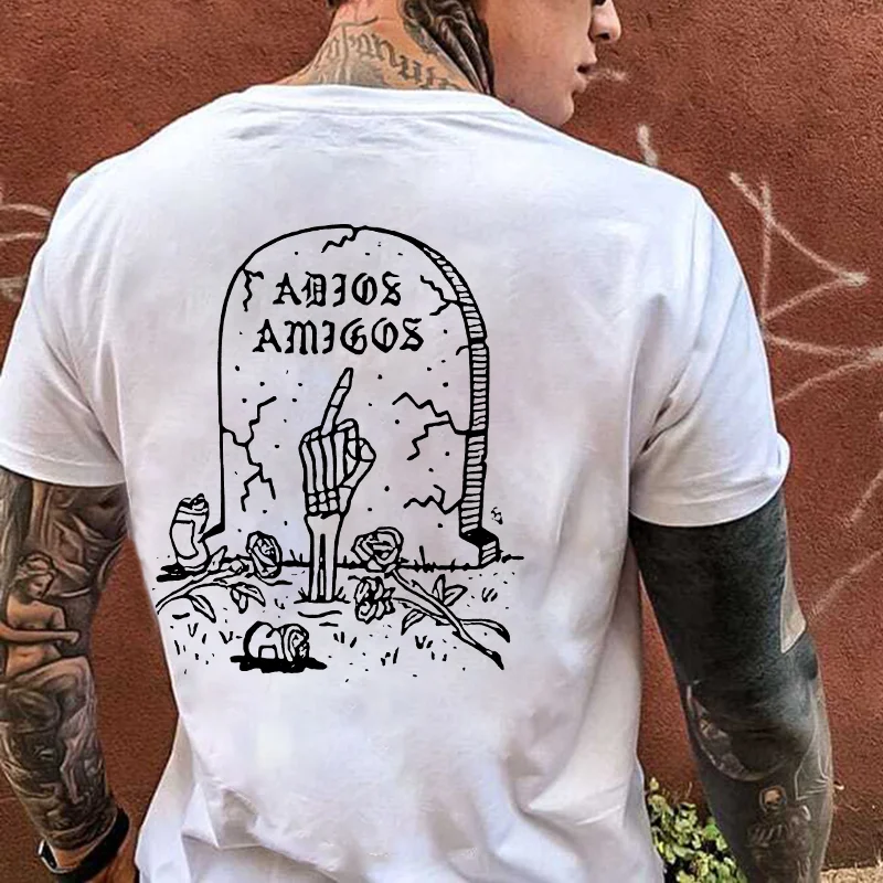 SKULL printed white classic T-shirt - Krazyskull