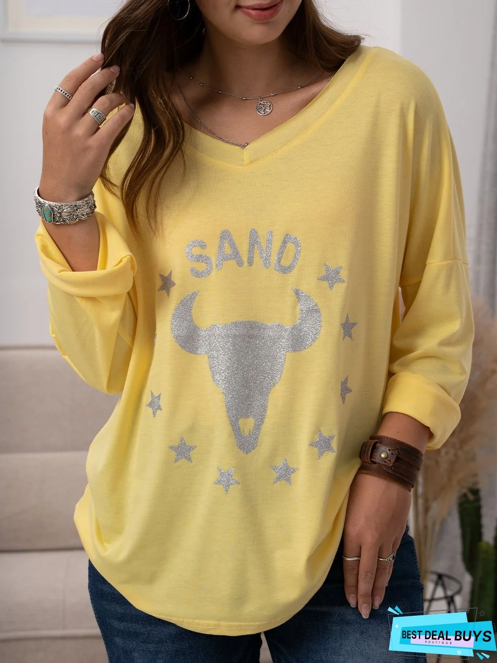 Casual Cotton-Blend Crew Neck Printed T-shirt