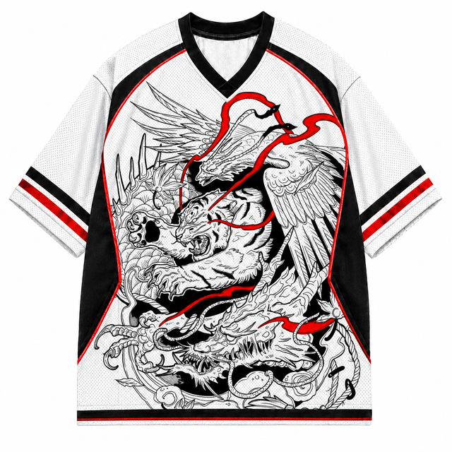Techwear Crane Dragon Short Sleeve Jersey