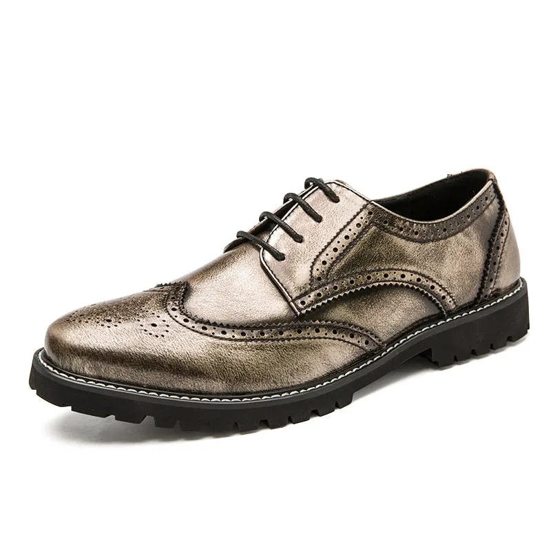 Leather Brogues Men Dress Shoes Business Lace Up Men Loafers Formal Oxford Men Wedding Party Shoes Zapato Hombre Plus Size 38-46