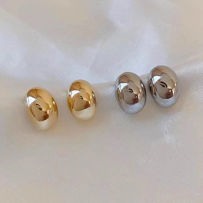 S925 Silver Needle Fashion Light Luxury Niche Advanced Photosensitive Surface Bean Stud Earrings Elegant Personality  Earrings Earrings For Women