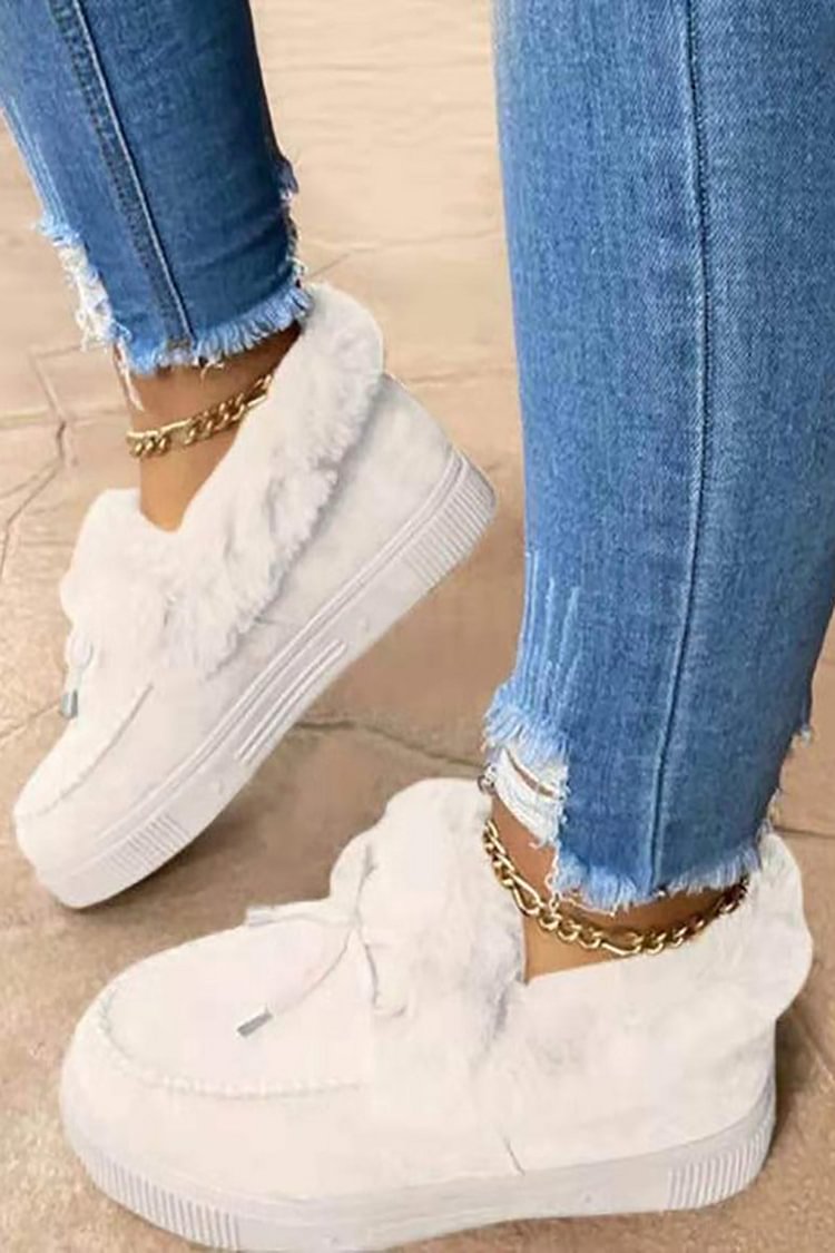 Casual Winter Round Head Fluffy Thick Bottom Warm Doug Shoes