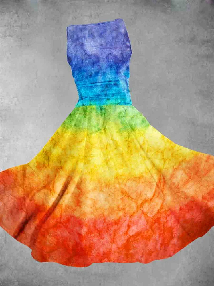 Women's Lgbt Rainbow Gradient Art Design Midi Dress