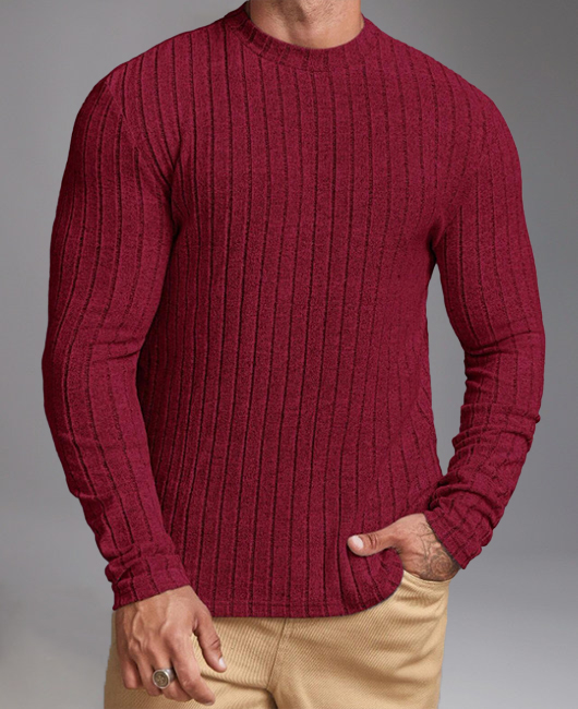 Casual Knit Pit Stripes Long Sleeve Shirts