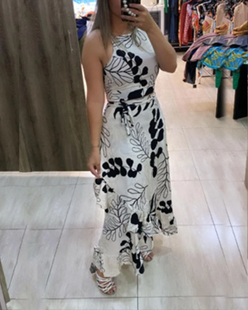 Fashion Printed Halter Jumpsuit