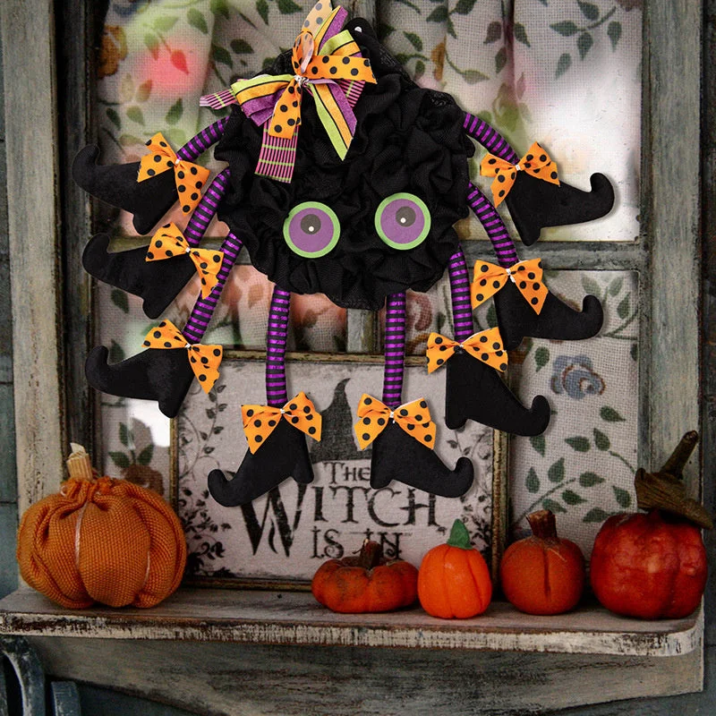 Halloween Spider Fabric Door Hanging Window Pendant Halloween Wreath Garland