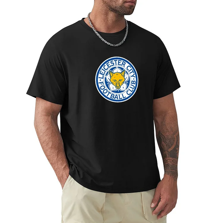 Leicester City Graphique Coton T-shirt Manche Courte Homme