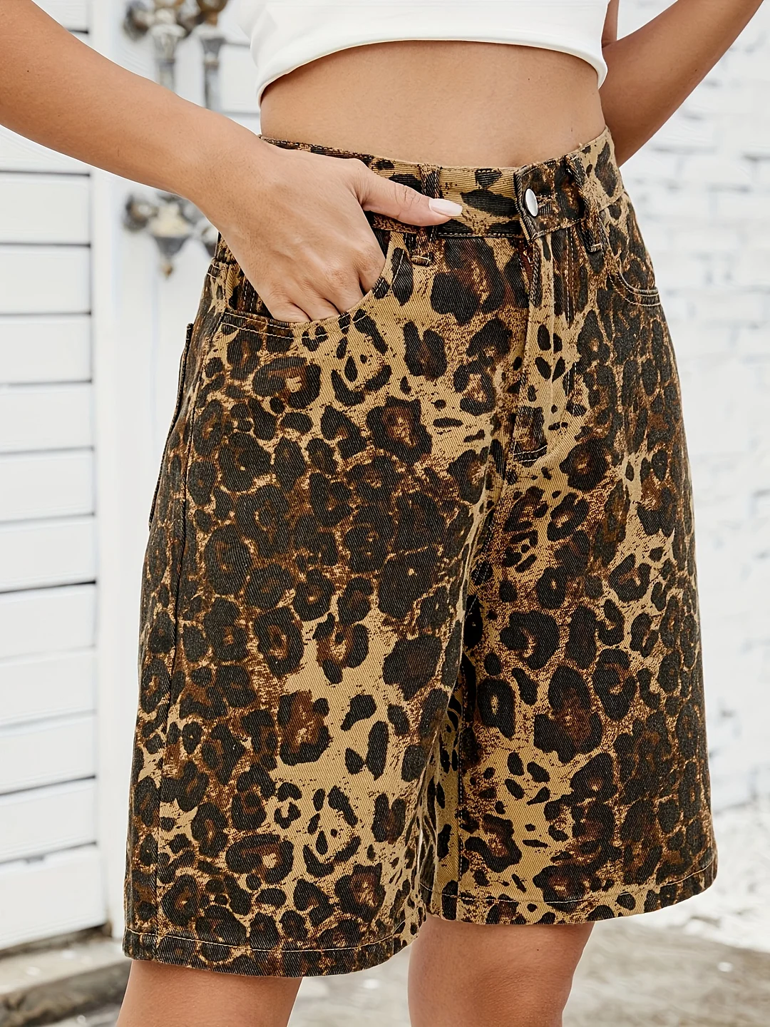 Women's High Waisted Retro Sexy Leopard Print Denim Shorts Spring-Free Print Personality Street Mother's Day Gift Easter Gift Slimmer Trend Item With Pocket Durable Stylish Comfort Y2k | IFYHOME