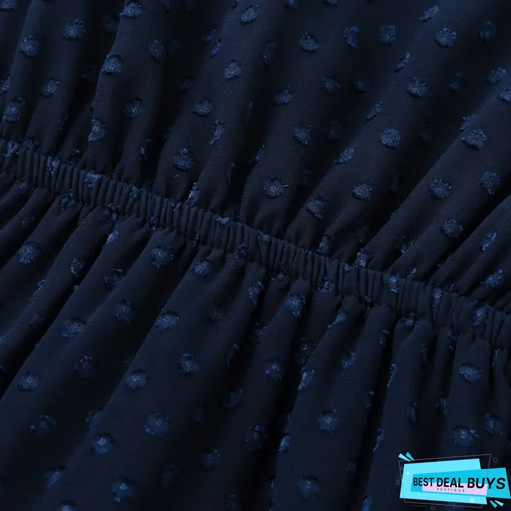 Casual Elegant Long Sleeve Polka Dot Dress