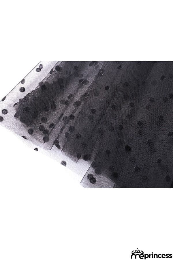 Polka dot high waist gauze skirt princess dress