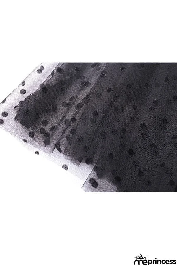 Polka dot high waist gauze skirt princess dress