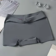 Intbuyer Ice Silk Seamless Underwear Summer Thin Women's Boxer Shorts Ladies Panties Safety Pants Soild Female Mid Waist Lingerie Panty