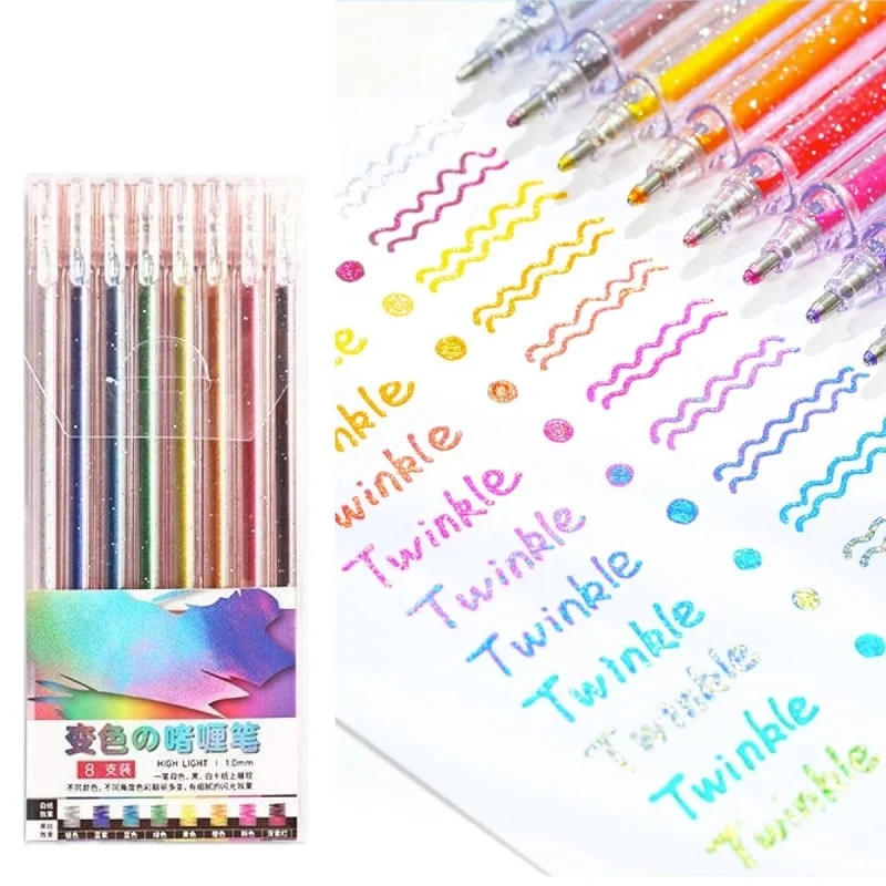 Yutdiery Topsnova Pens,Topsnova Glitter Pens,3D Jelly Pens,Glitter Pens for  Adult Coloring,Extra Fine Point Gel Pens Multi Colored,Sparkle Markers for