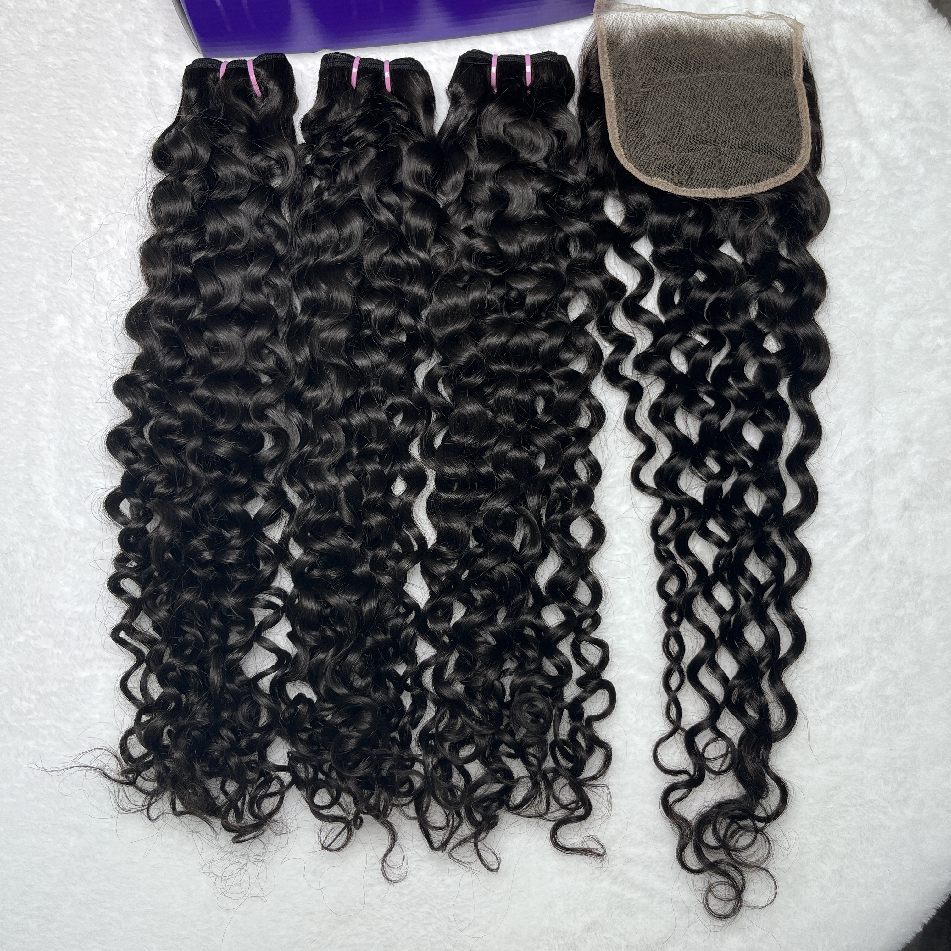 12A 3PCS + 5x5 HD Lace Closure Water Wave 3 Bundles With 5X5 HD Lace Closure Vrigin Human Hair Exrension