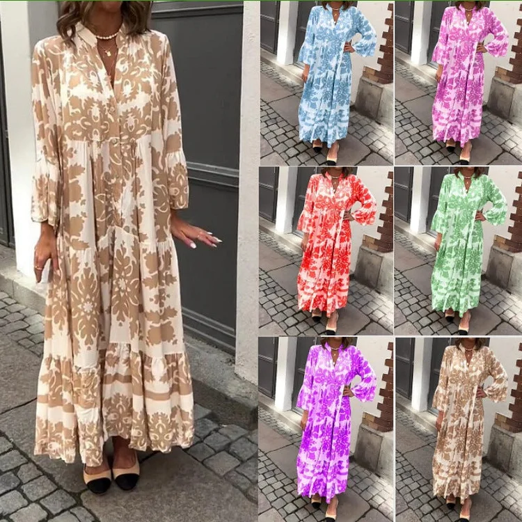 🌸 Bohemian printed V-Neck maxi dress