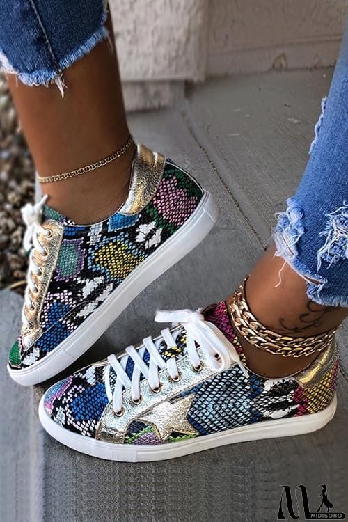 MidiSono - Lace Up Star Snake Sneakers