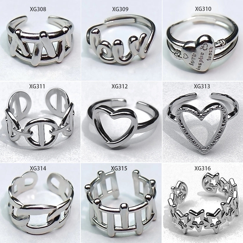 Minimalist Heart Shape Titanium Steel Open Rings