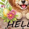 (US Only)Wood Hello Dog DIY Diamond Painting Hooks No Hole Punching Wall Decoration