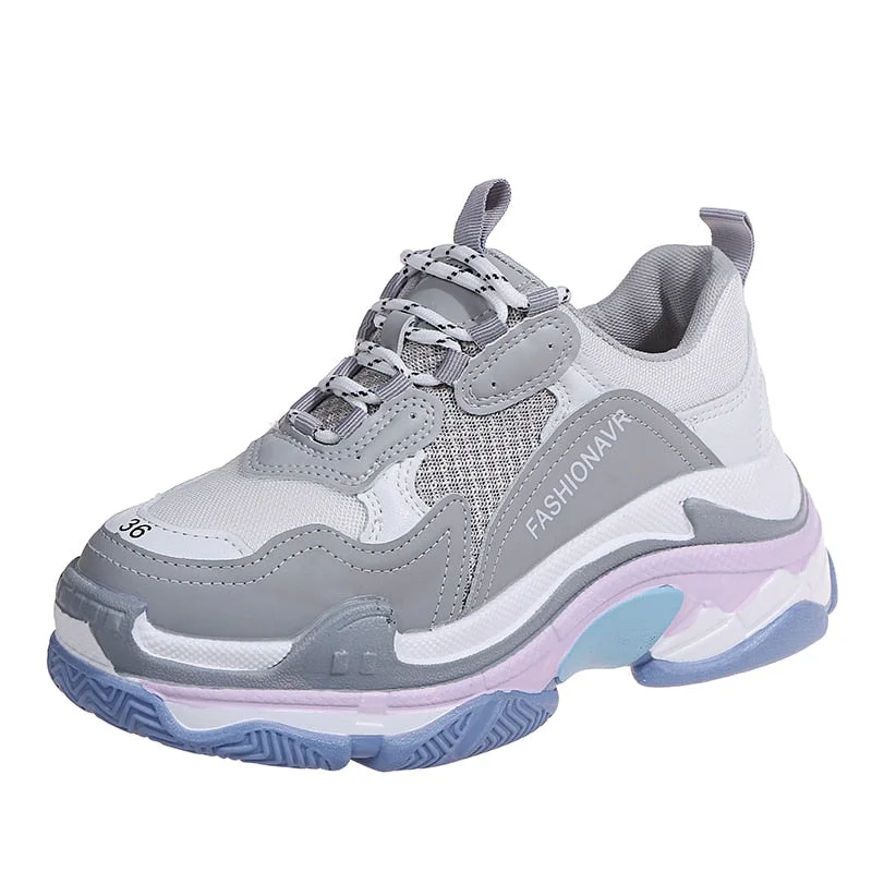 Brand Design Mesh Chunky Sneakers Women's Shoes Blue Color Woman Casual Sneaker Platform Woman Fashion Tennis Female Solid