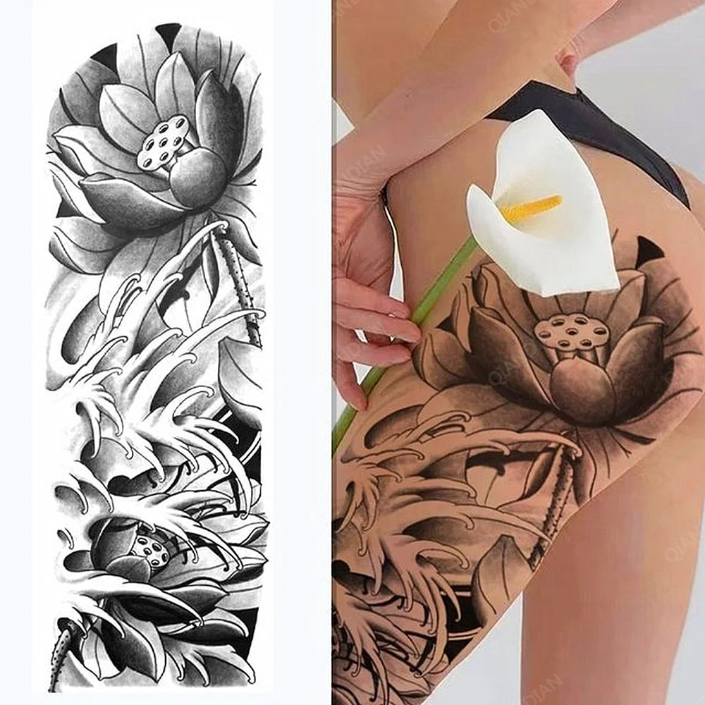 Sdrawing Women Waterproof Temporary Tattoos Stickers Thighs Cool Hipster Skull Mermaid