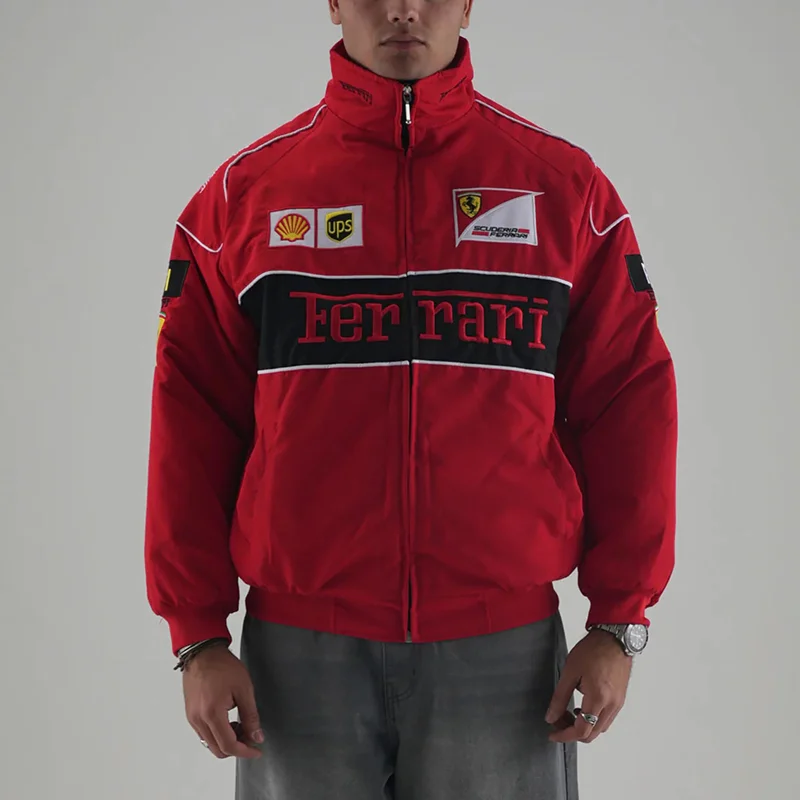 Unisex Racing Style Street Fashion Loose Racing Casual Print Jacket