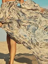 Irregular Clipping Off-The-Shoulder Puff Sleeves Maxi Dresses