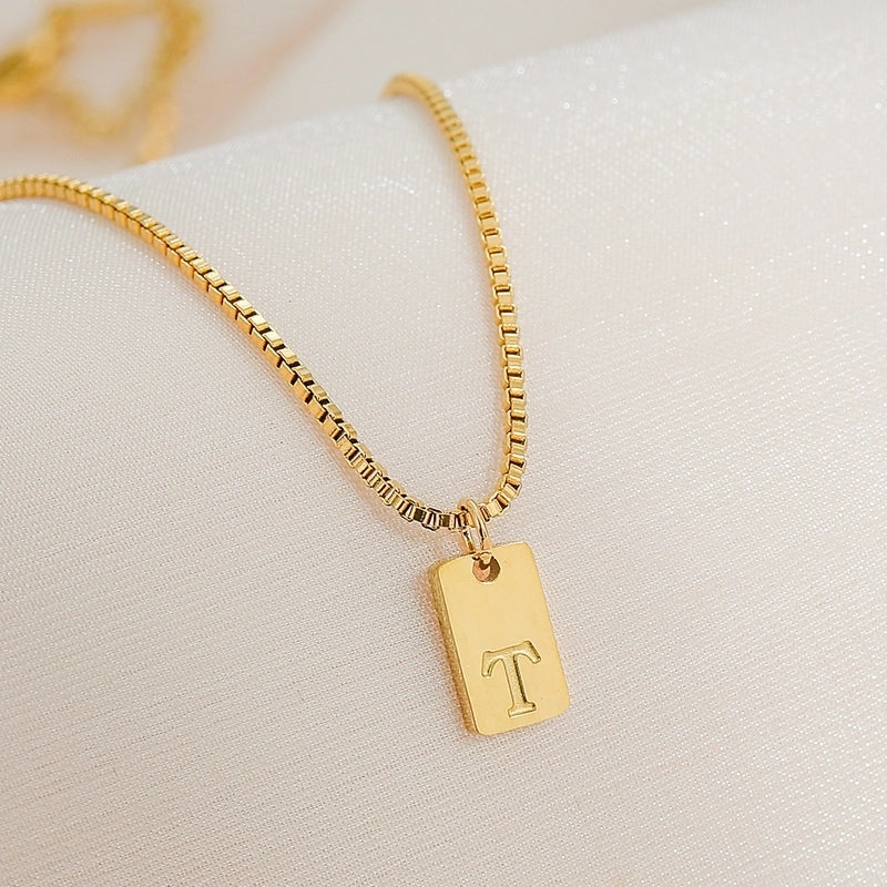Minimalist Letter 304 Stainless Steel 18K Gold Plated Pendant Necklace