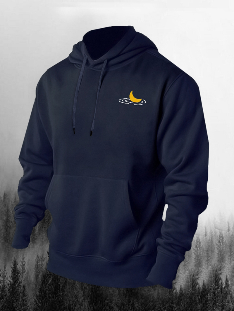 Water Ripple Moon Printed Men's Hoodie