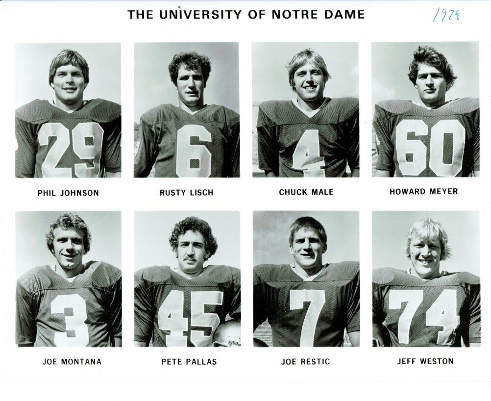 Joe Montana UnSigned 8x10 University of Notre Dame 1978 Photo Poster painting Team picture 49ers