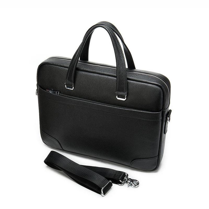 Durable Large Capacity Leather Fashion Plain Business Briefcase