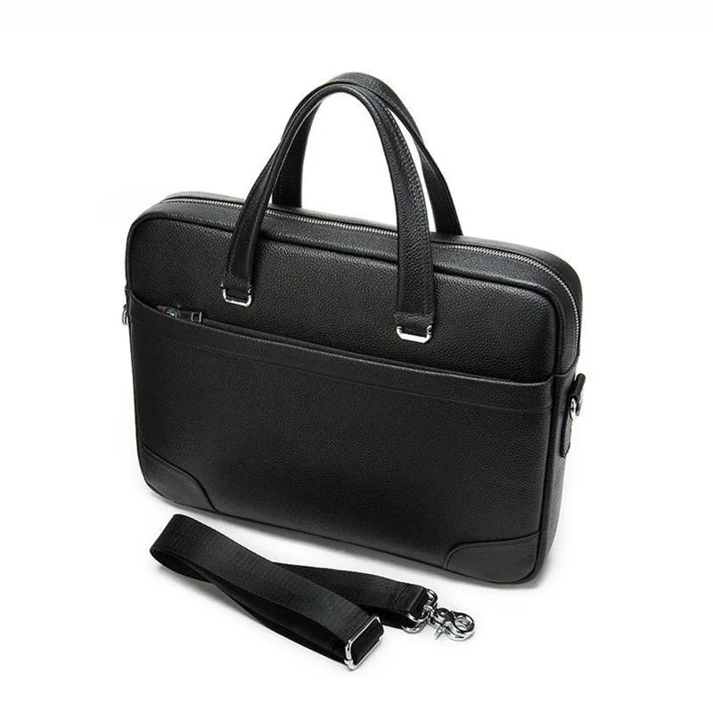 Durable Large Capacity Leather Fashion Plain Business Briefcase