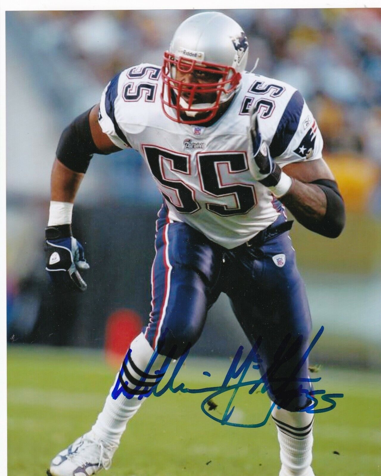 WILLIE MCGINEST NEW ENGLAND PATRIOTS ACTION SIGNED 8x10