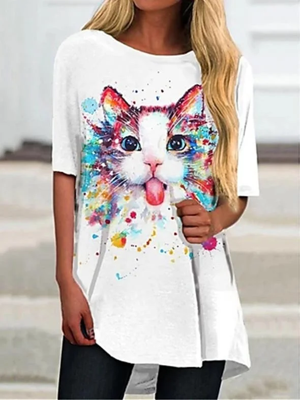 Women Half Sleeve V-neck Solid Color Dress