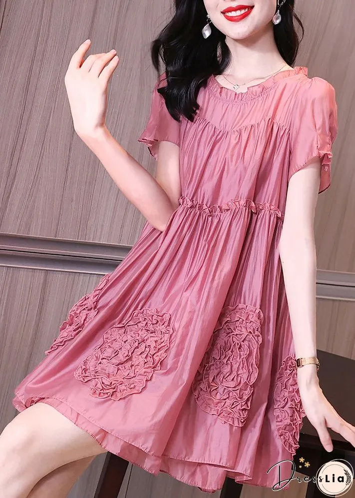 Italian Purple Ruffled Floral Patchwork Chiffon Dress Summer