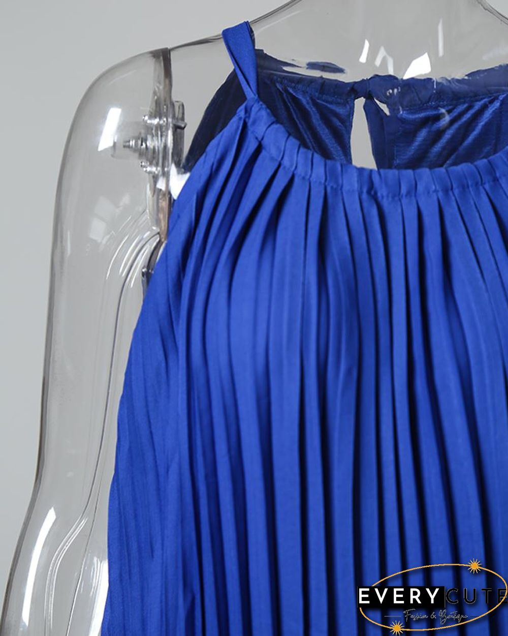Hot Summer Halter Pleated Casual Maxi Dress P12371