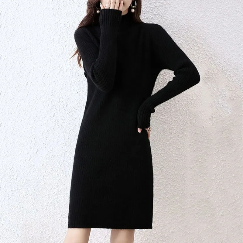 Churchf Churchf Winter Money Small Slim Show Thin Bottom Shirt To Keep Warm Simple Pure Color Shirt Female Half High Collar Long Sweater