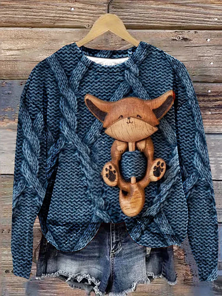 Women's Cute Animal Print Casual Sweatshirt