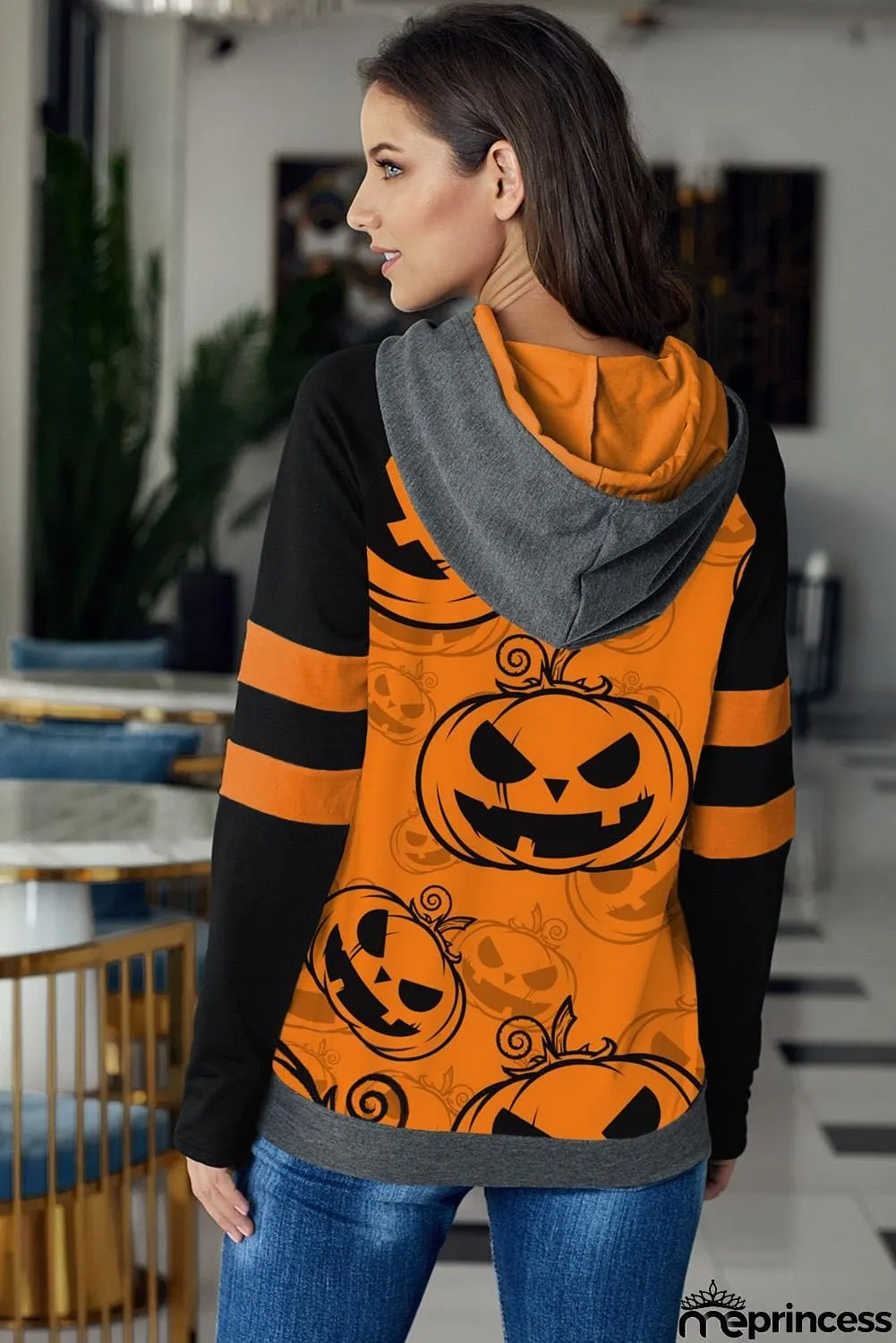 Fashion Orange Halloween Pumpkin Hoodie