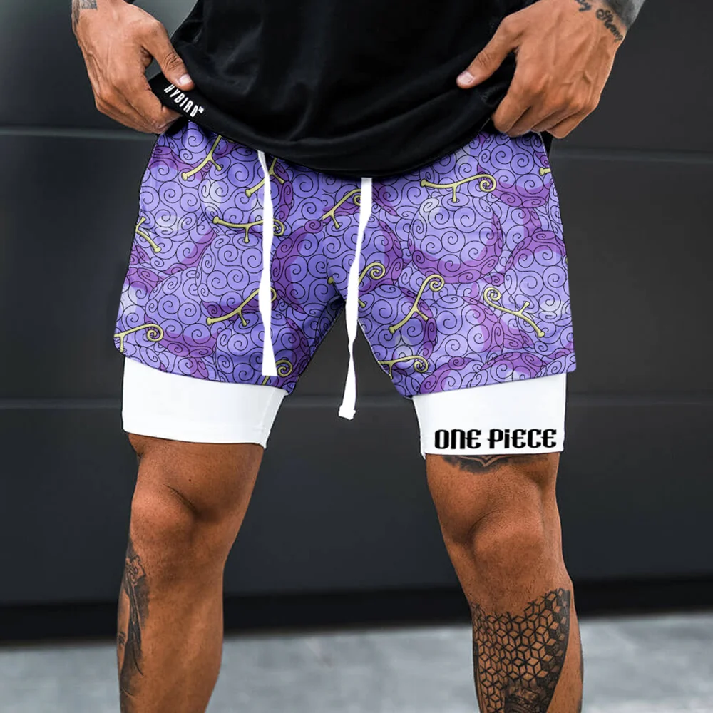 Unisex "One Piece" Anime Print Shorts Double Layer Functional Shorts、、URBENIE
