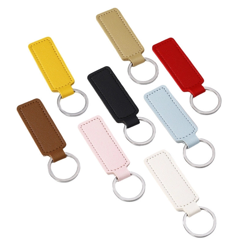 Minimalist Commute Solid Color Pu Leather Unisex Bag Pendant Keychain3