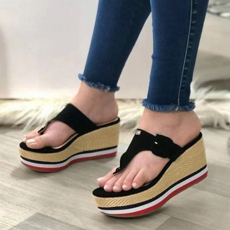 Summer Slippers Women Sandals Plafrom Sandals Ladies Slip-On Flip Flops Shoes Leather Peep Toe Female Sandalias Zapatos Mujer