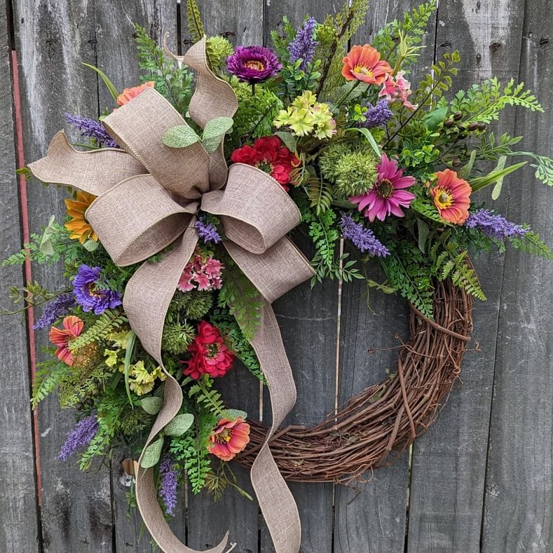 Spring Multicolor Wildflower Wreath