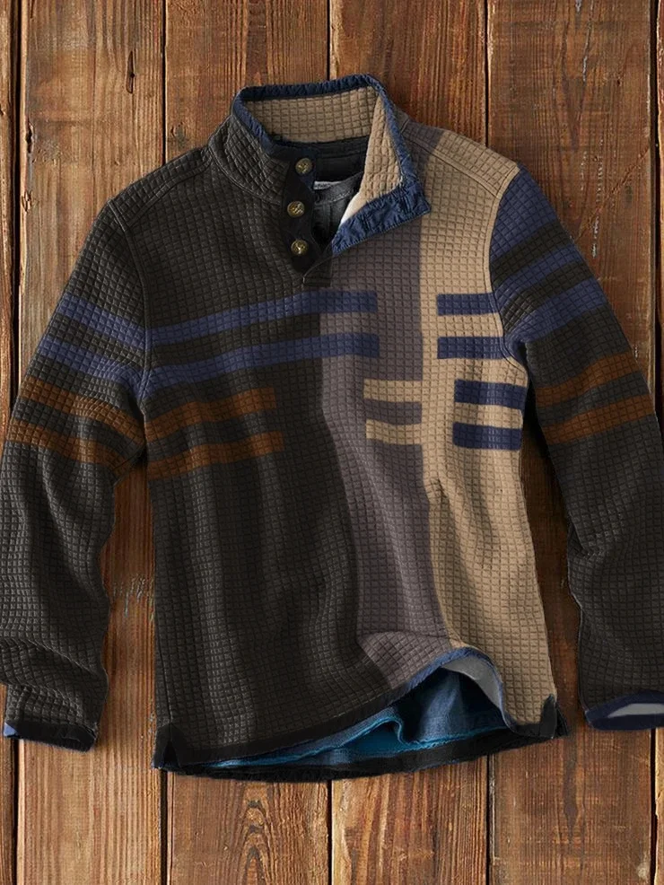 Men's striped color-blocking casual fashion sweatshirt